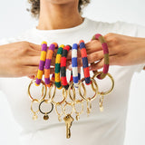 Game Day Beaded Color Block Key Ring Blue + White Key Ring + Bag Charm