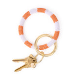 Game Day Beaded Color Block Key Ring Orange + White Key Ring + Bag Charm