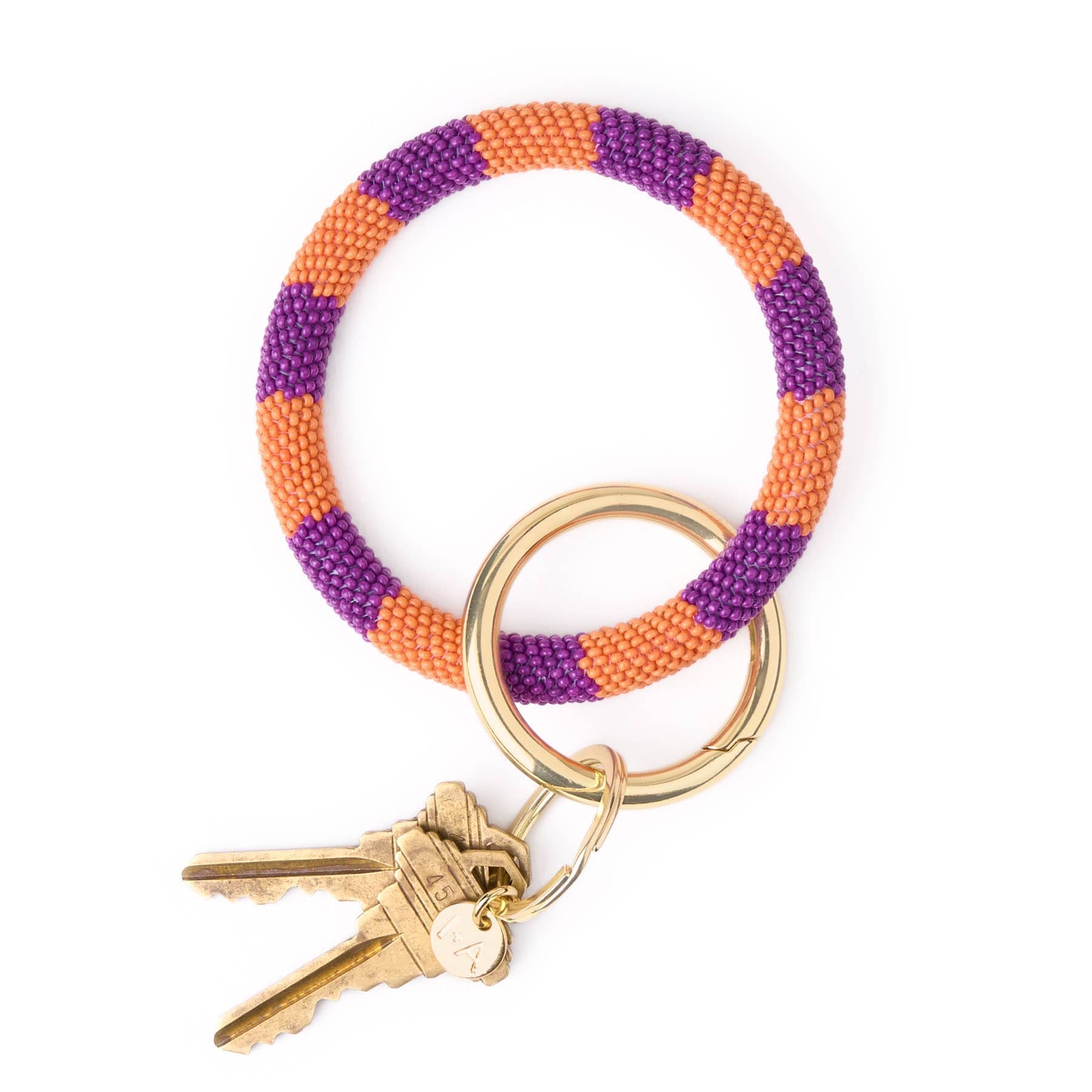 Game Day Beaded Color Block Key Ring Purple + Orange Key Ring + Bag Charm