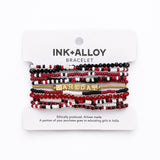 Game Day Bracelet Stack Red, Black, + White Stack