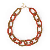 Game Day Chain Link Beaded Necklace Burnt Orange + Gold Single Strand