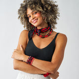 Game Day Chain Link Beaded Necklace Red + Black Single Strand