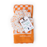 Game Day Check Scarf + Scrunchie Orange + White 21x21 Scarf