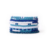 Game Day Color Block Beaded 10 Strand Stretch Bracelets Navy + Light Blue Bracelet