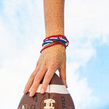 Game Day Color Block Beaded 10 Strand Stretch Bracelets Red + Blue Bracelet