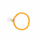 Game Day Crystal Stretch Bracelet With Tassel Orange + White Stretch
