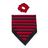 Game Day Diagonal Stripe Scarf + Scrunchie Red + Black 21x21 Scarf