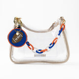 Game Day Football Beaded Bag Charm Blue + Orange Key Ring + Bag Charm