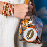 Game Day Football Beaded Bag Charm Burnt Orange Key Ring + Bag Charm