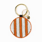 Game Day Football Beaded Bag Charm Burnt Orange Key Ring + Bag Charm