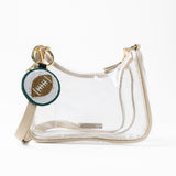 Game Day Football Beaded Bag Charm Green + White Key Ring + Bag Charm