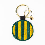 Game Day Football Beaded Bag Charm Green + Yellow Key Ring + Bag Charm
