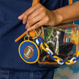 Game Day Football Beaded Bag Charm Yellow + Blue Key Ring + Bag Charm