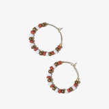 Game Day Mixed Seed Bead Hoop Earrings Burnt Orange + White