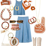 Game Day Polka Dot Scarf + Scrunchie Burnt Orange + White 21x21 Scarf