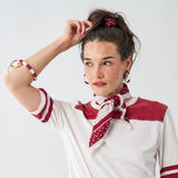 Game Day Polka Dot Scarf + Scrunchie Maroon + White 21x21 Scarf