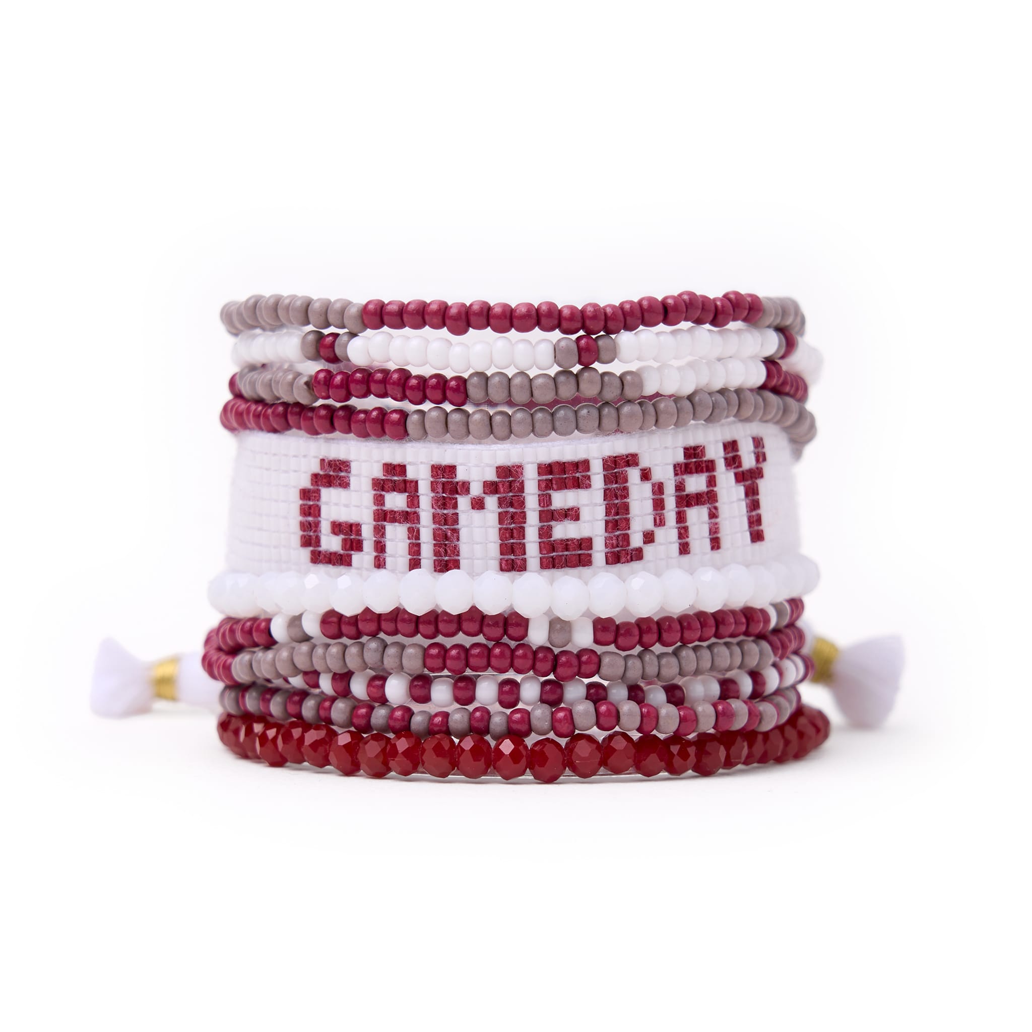 Game Day Sage 10 Strand + Gabby Stack Maroon, Grey, + White Stack