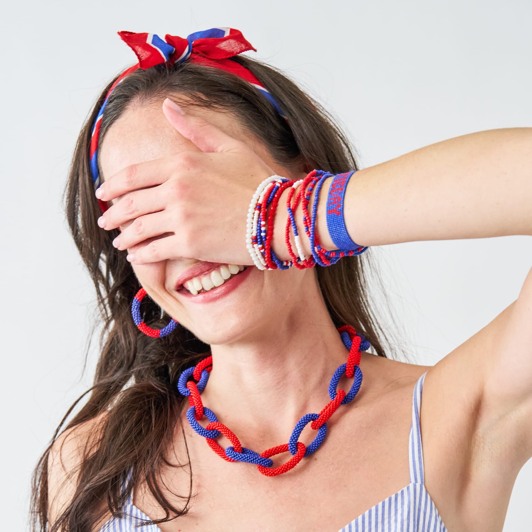 Game Day Sage 10 Strand + Gabby Stack Red, Blue, + White Stack