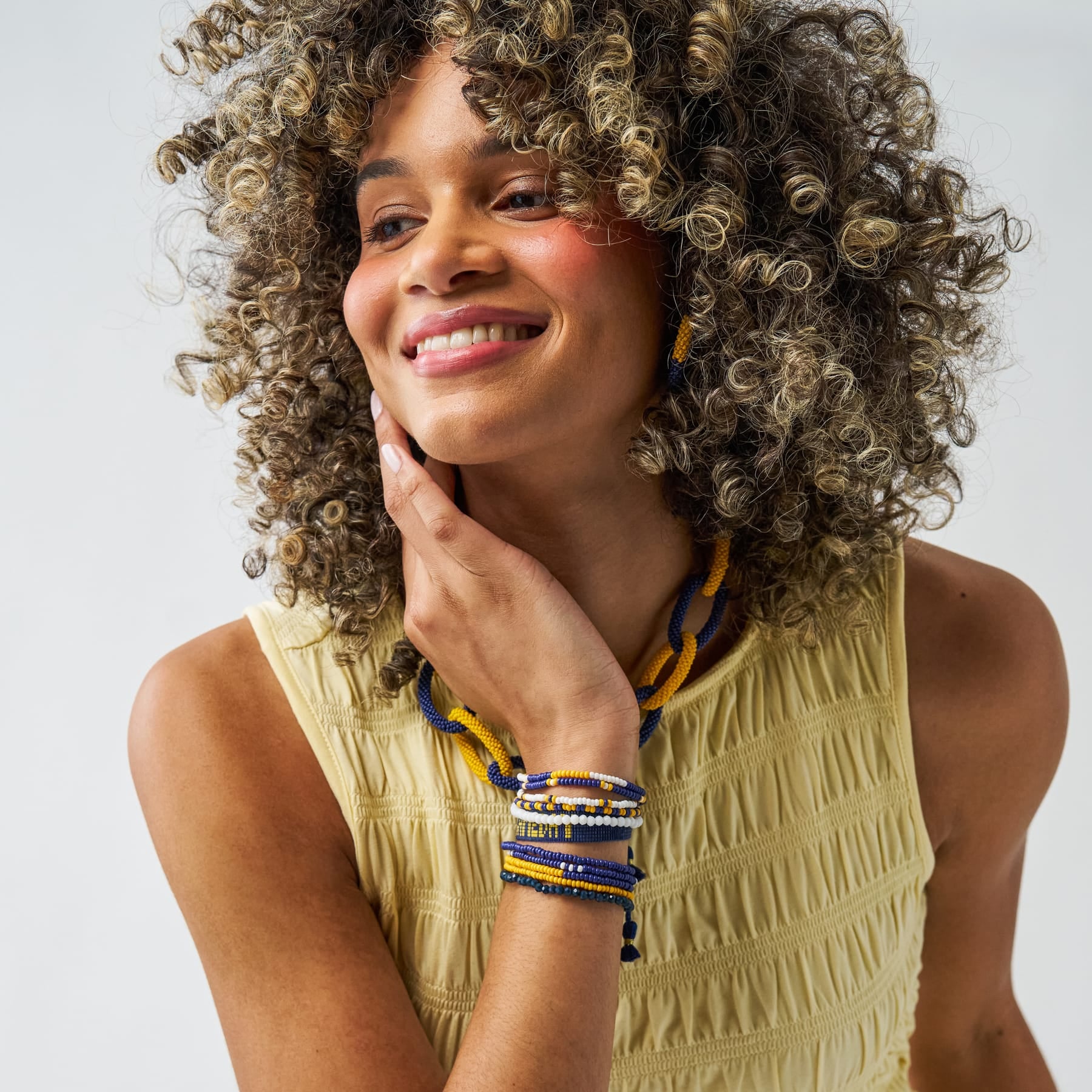 Game Day Sage 10 Strand + Gabby Stack Yellow, Navy, + White Stack