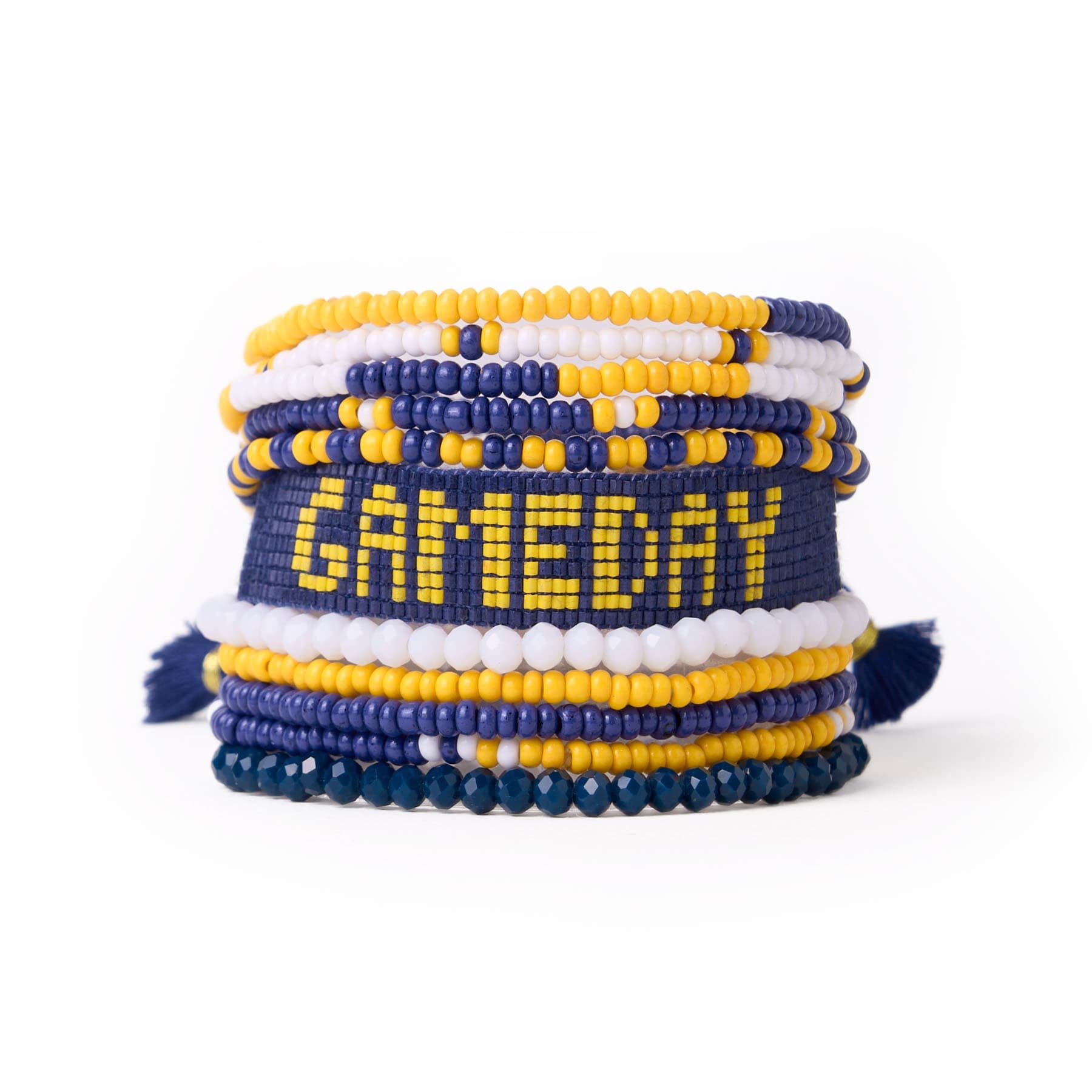 Game Day Sage 10 Strand + Gabby Stack Yellow, Navy, + White Stack