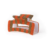 Game Day Striped Beaded Hair Claw Clip Burnt Orange + Gold Clip