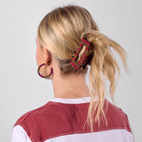 Game Day Striped Beaded Hair Claw Clip Garnet + Gold Clip