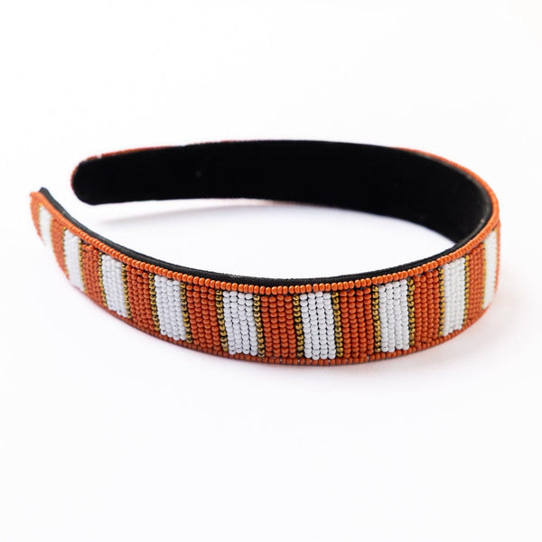 Game Day Striped Beaded Headband Burnt Orange – INK+ALLOY LLC display picture 1