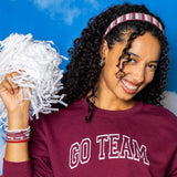 Game Day Striped Beaded Headband Maroon + White Hair Accessory