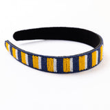 Game Day Striped Beaded Headband Yellow + Blue Headband