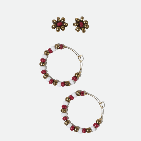 Gameday earring set gold and dark red