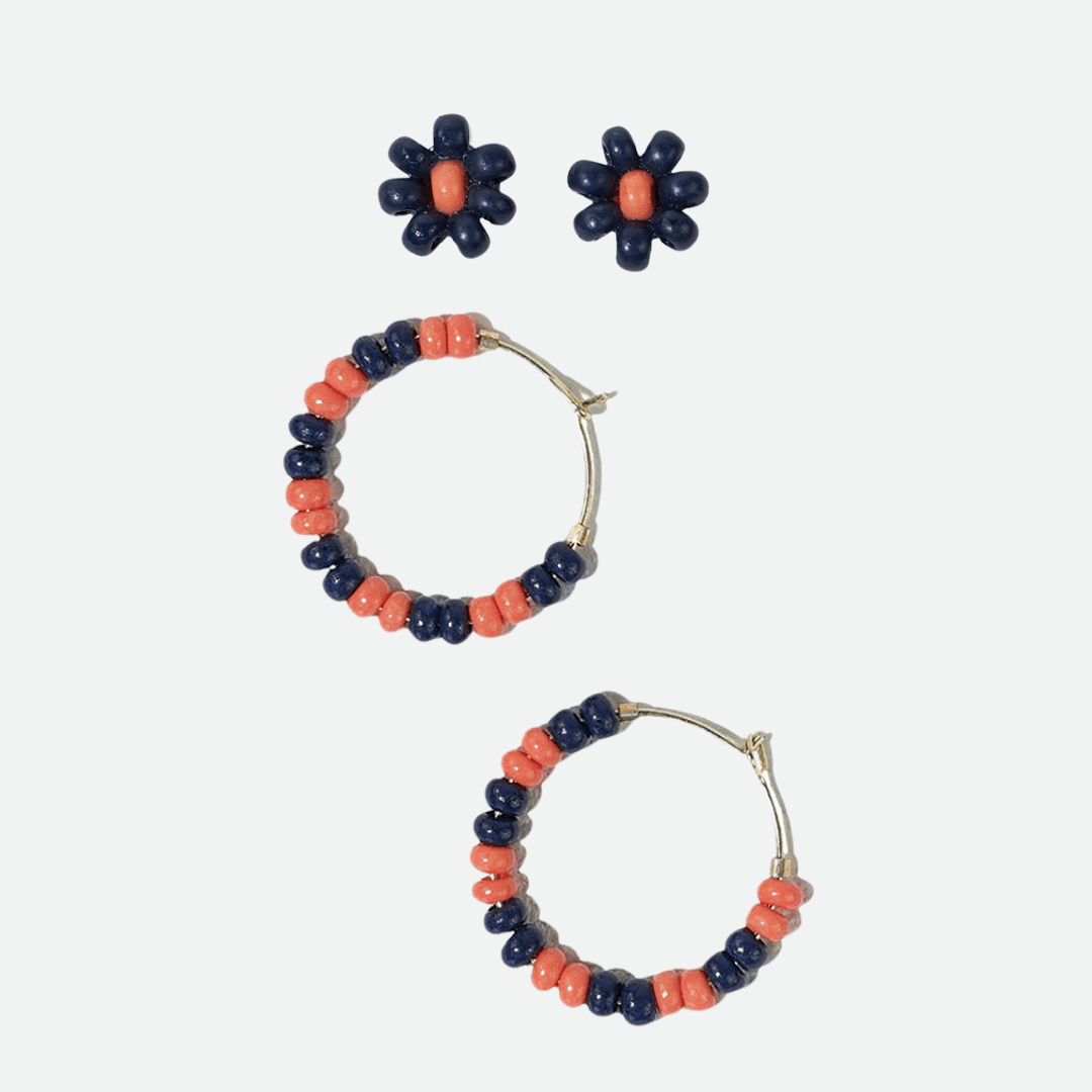 Gameday earring set navy and orange