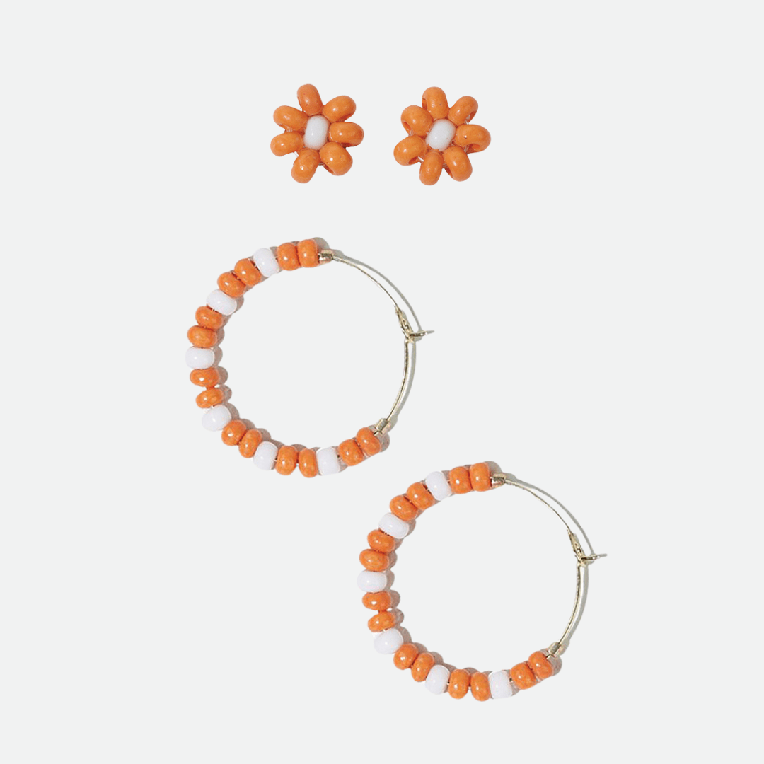 Gameday earring set white and orange