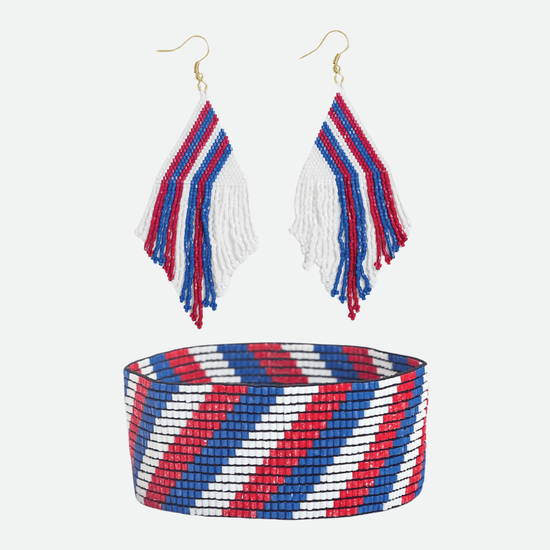 Gameday set earring and bracelet blue and red