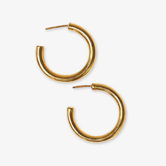 Gemma Everyday Small Chunky Hoop Earrings Brass Brass SMALL HOOP
