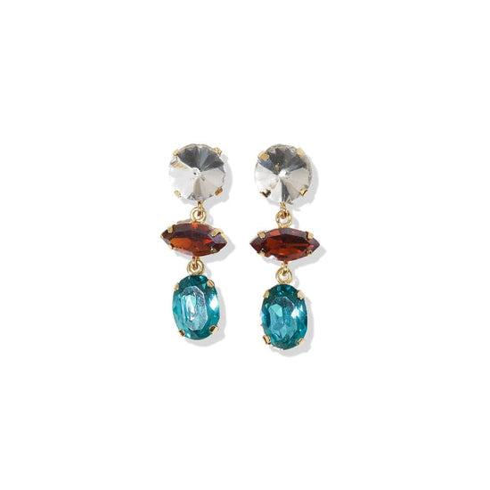 Load image into Gallery viewer, Georgia Mixed Dangle Earrings Amber and Turquoise Earrings
