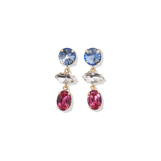 Load image into Gallery viewer, Georgia Mixed Dangle Earrings Blue and Pink Earrings
