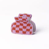 Gia Petite Multi-Color Checked Claw Lavender + Rust Check Claw