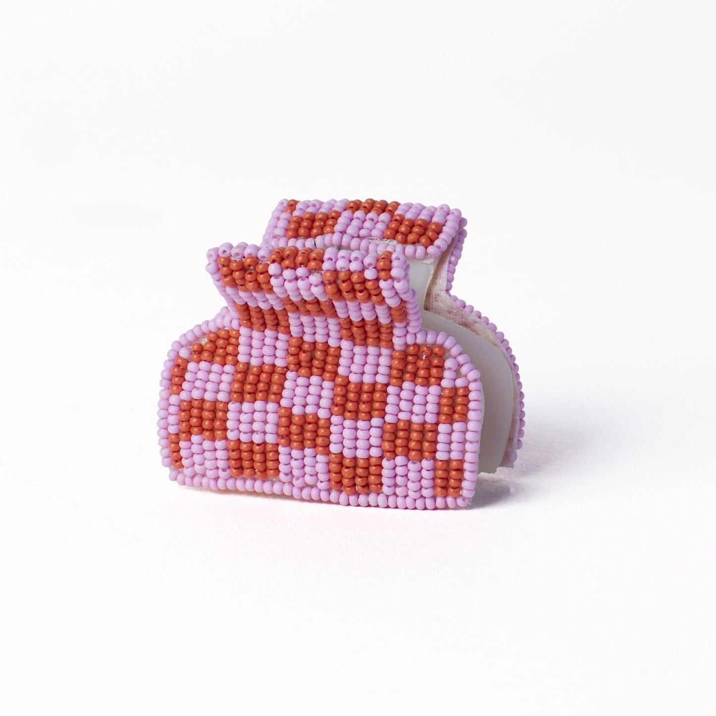 Gia Petite Multi-Color Checked Claw Lavender + Rust Check Claw