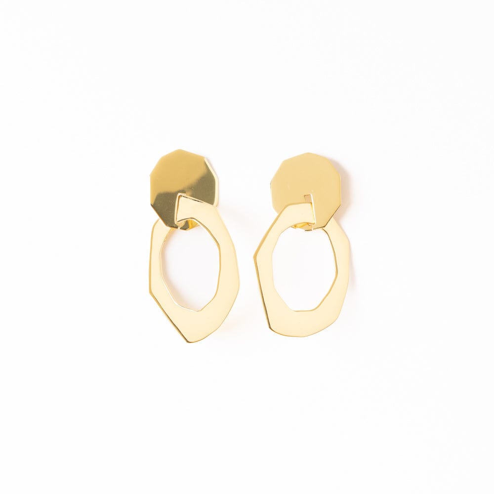 Ginger Large Abstract Door Knocker Earrings Brass Drop