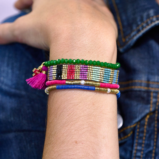 Gold Rainbow Mixed Bracelet Stack Of 4 Bracelet