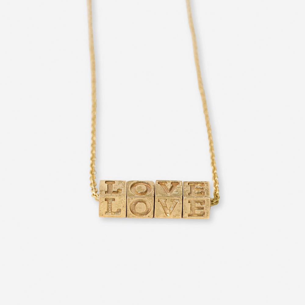 Goldie Chain Necklace With Brass Letters 16" With 1.5" Extension Love Necklace