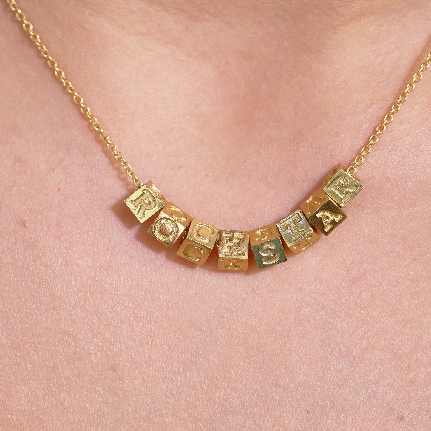 Goldie Chain Necklace With Brass Letters 16" With 1.5" Extension Rockstar Necklace