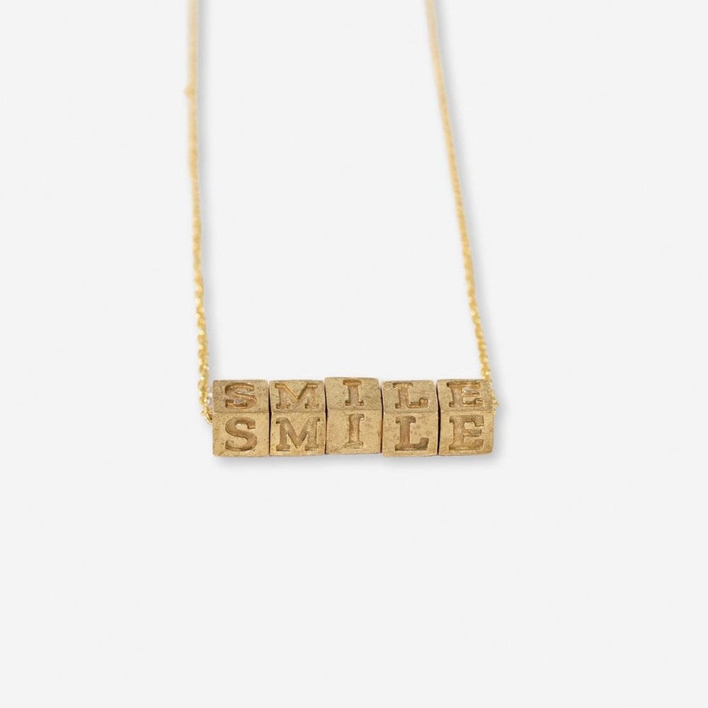 Goldie Chain Necklace With Brass Letters 16" With 1.5" Extension Smile Necklace