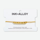 Goldie Gold Lurex Cord With Brass Letters Adjustable Gameday Bracelet