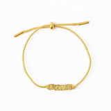 Goldie Gold Lurex Cord With Brass Letters Adjustable Love Bracelet