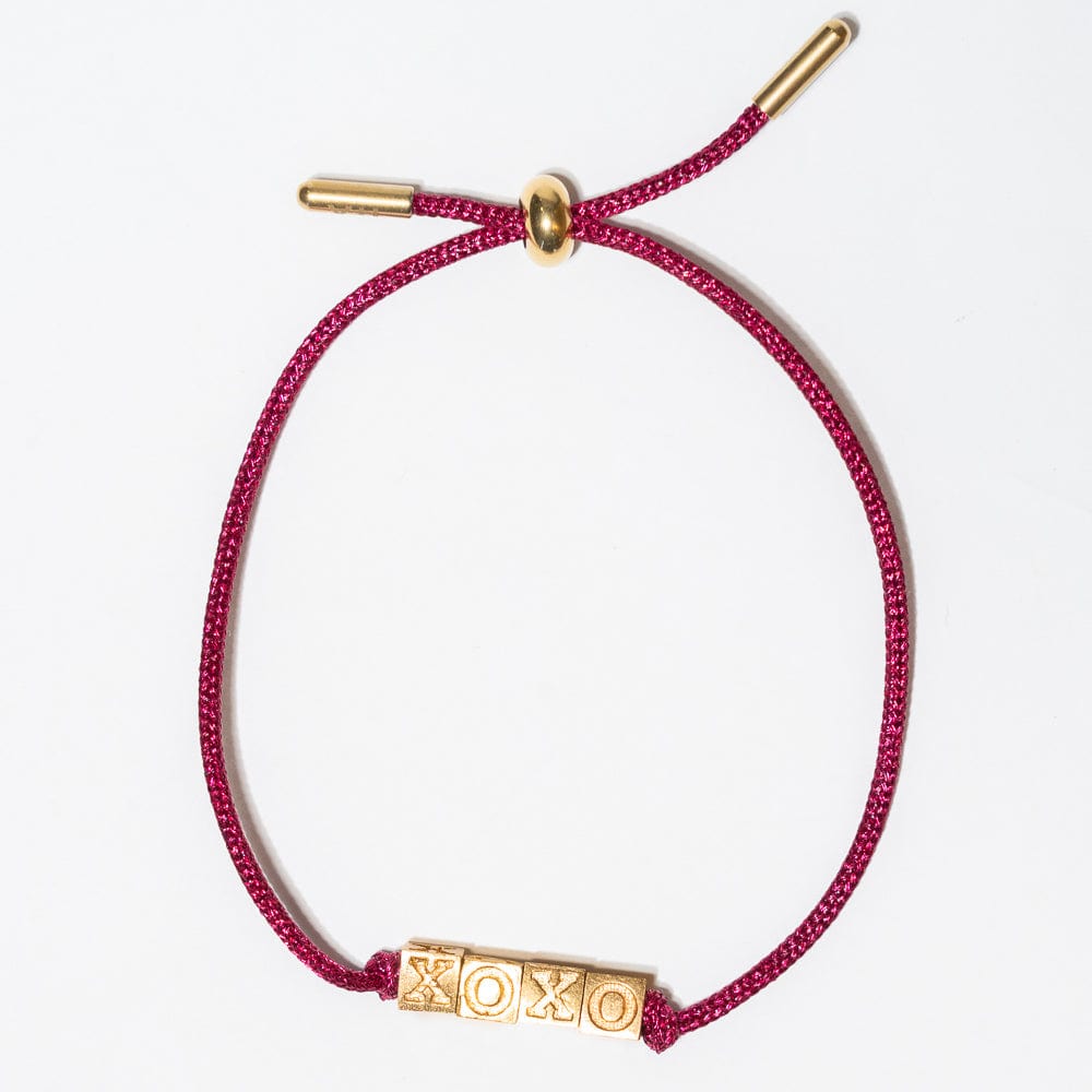 Goldie Red Lurex Cord With Brass Letters Adjustable Love Sliding Knot