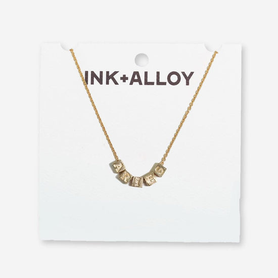 Goldie Zodiac Sign Chain Necklace with Brass Letters Necklace