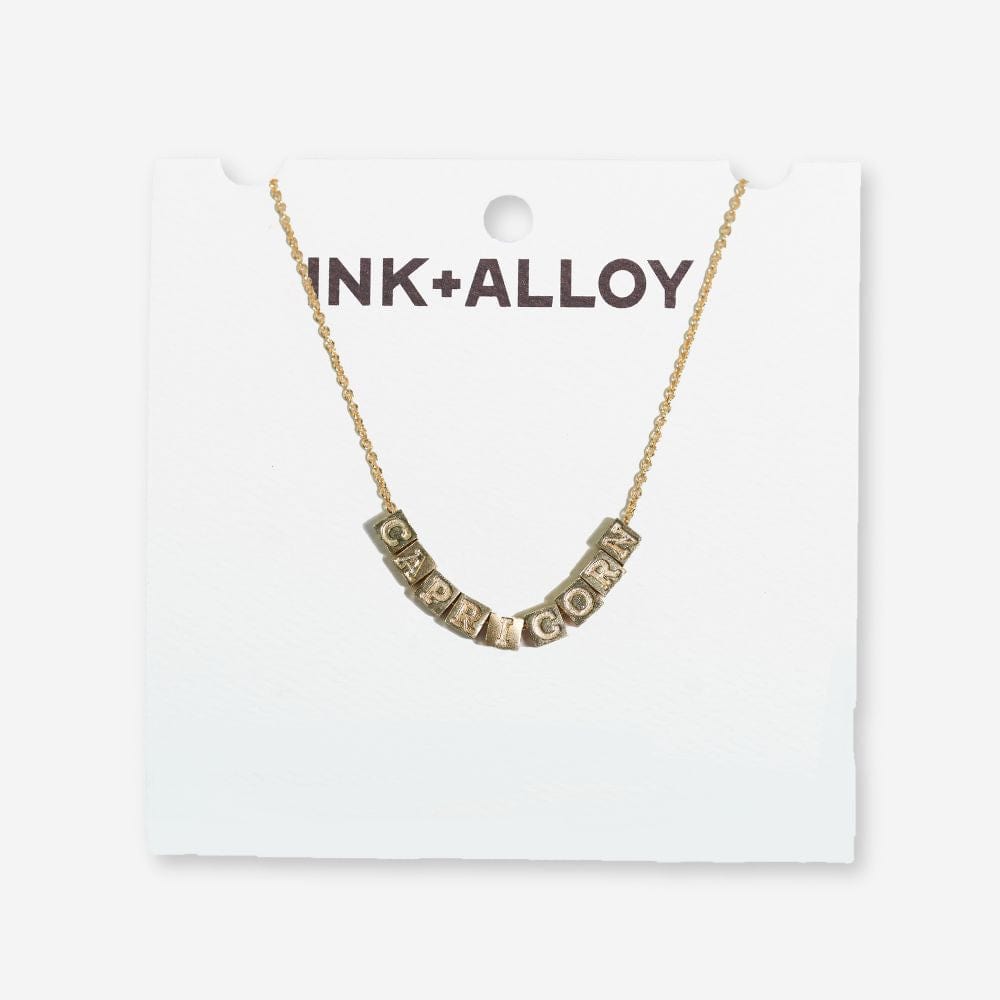 Goldie Zodiac Sign Chain Necklace with Brass Letters Necklace