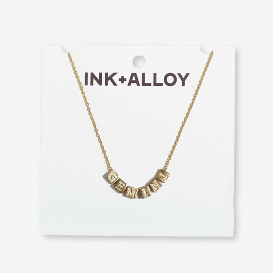 Goldie Zodiac Sign Chain Necklace with Brass Letters Necklace