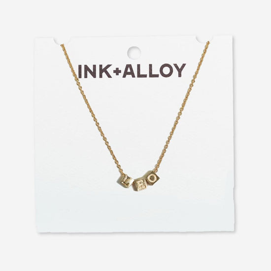 Goldie Zodiac Sign Chain Necklace with Brass Letters Necklace